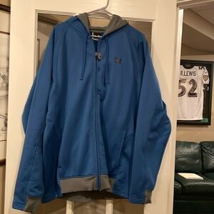 Men’s hooded jacket, Under Armour, blue and gray, size XL